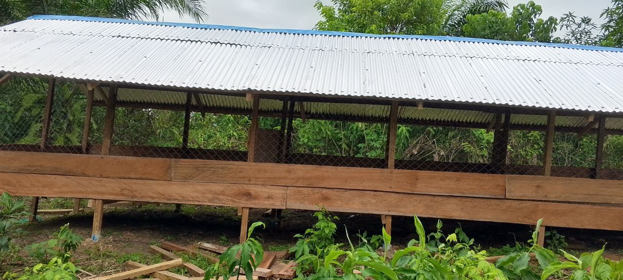 Front gable of a finished goat pen